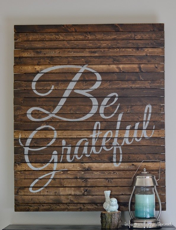 Be Grateful Pallet Art by Beckie Farrant