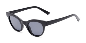 Angle of Ada #1619 in Matte Black Frame with Grey Lenses, Women's Cat Eye Sunglasses