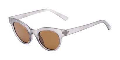 Angle of Ada #1619 in Matte Grey Frame with Amber Lenses, Women's Cat Eye Sunglasses