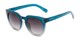 Angle of Addison #32032 in Blue Faded Frame with Smoke Lenses, Women's Round Sunglasses