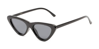 Angle of Adelaide #41623 in Black Frame with Smoke Lenses, Women's Cat Eye Sunglasses