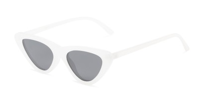 Angle of Adelaide #41623 in White Frame with Smoke Lenses, Women's Cat Eye Sunglasses
