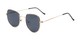 Angle of Aldo #7093 in Gold Frame with Grey Lenses, Women's and Men's Round Sunglasses