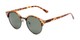 Angle of Allman #2025 in Glossy Tortoise Frame with Green Lenses, Women's and Men's Round Sunglasses