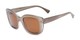 Angle of Amelia #6971 in Bronze Frame with Amber Lenses, Women's Square Sunglasses
