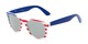 Angle of Anthem #7004 in Stars and Stripes Frame with Silver Mirrored Lenses, Women's and Men's Retro Square Sunglasses