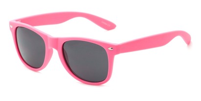 Angle of Atlas #8865 in Pink Frame with Smoke Lenses, Women's and Men's Retro Square Sunglasses