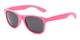 Angle of Atlas #8865 in Pink Frame with Smoke Lenses, Women's and Men's Retro Square Sunglasses