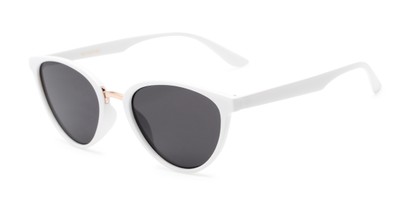 Angle of Berkley #16280 in White Frame with Grey Lenses, Women's Cat Eye Sunglasses