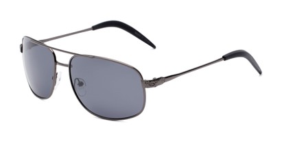Angle of Bern #4289 in Grey Frame with Smoke Lenses, Men's Aviator Sunglasses