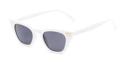 Angle of Blanca in White Frame with Grey Lenses, Women's Cat Eye Sunglasses