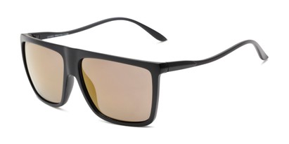 Angle of Brock #62801 in Matte Black Frame with Gold Mirrored Lenses, Men's Square Sunglasses