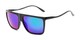 Angle of Brock #62801 in Glossy Black Frame with Blue/Green Mirrored Lenses, Men's Square Sunglasses