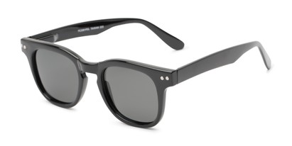 Angle of Buchanon #3391 in Black Frame with Grey Lenses, Women's and Men's Retro Square Sunglasses