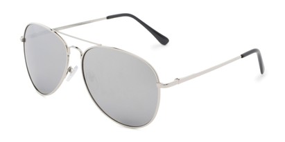 Angle of Caliber #1699 in Silver Frame with Silver Mirrored Lenses, Women's and Men's Aviator Sunglasses