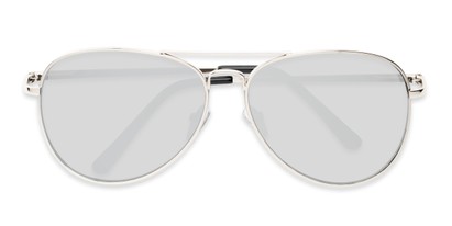 Folded of Caliber #1699 in Silver Frame with Silver Mirrored Lenses