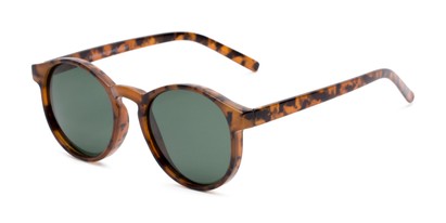 Angle of Cash #2029 in Tortoise Frame with Green Lenses, Women's and Men's Round Sunglasses