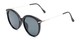 Angle of Charlotte #97011 in Black Frame with Grey Lenses, Women's Round Sunglasses