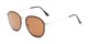 Angle of Chase #7532 in Gold Frame with Amber Lenses, Women's and Men's Round Sunglasses