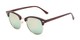 Angle of Damien in Brown Frame with Green Mirrored Lenses, Women's and Men's Browline Sunglasses