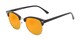 Angle of Damien in Black Frame with Orange Mirrored Lenses, Women's and Men's Browline Sunglasses