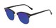 Angle of Damien in Black Frame/Gold with Purple Mirrored Lenses, Women's and Men's Browline Sunglasses