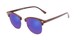 Angle of Damien in Brown Frame/Gold with Purple/Blue Mirrored Lenses, Women's and Men's Browline Sunglasses