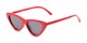 Angle of Dane #1623 in Red Frame with Grey Lenses, Women's Cat Eye Sunglasses