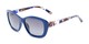 Angle of Geneva #5686 in Navy Blue/Blue Tortoise Frame with Smoke Lenses, Women's Cat Eye Sunglasses