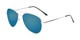 Angle of Desert in Silver Frame with Blue Mirrored Lenses, Women's and Men's Aviator Sunglasses