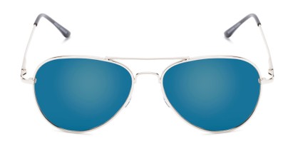 Front of Desert in Silver Frame with Blue Mirrored Lenses