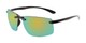 Angle of Drew #2774 in Black Frame with Yellow/Blue Mirrored Lenses, Men's Sport & Wrap-Around Sunglasses
