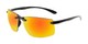Angle of Drew #2774 in Black Frame with Yellow/Orange Mirrored Lenses, Men's Sport & Wrap-Around Sunglasses