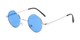 Angle of Dune in Silver Frame with Blue Lenses, Women's and Men's Round Sunglasses