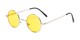 Angle of Dune in Silver Frame with Yellow Lenses, Women's and Men's Round Sunglasses