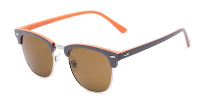 Angle of Eastland #54094 in Grey/Orange Frame with Amber Lenses, Women's and Men's Browline Sunglasses