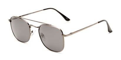 Angle of Elm #8318 in Matte Grey Frame with Smoke Lenses, Women's and Men's Aviator Sunglasses