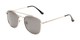 Angle of Elm #8318 in Matte Silver Frame with Smoke Lenses, Women's and Men's Aviator Sunglasses