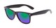 Angle of Emerson #54010 in Dark Brown Frame with Green/Purple Mirrored Lenses, Women's and Men's Retro Square Sunglasses