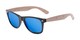 Angle of Emerson #54010 in Black/Tan Frame with Blue Mirrored Lenses, Women's and Men's Retro Square Sunglasses