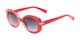 Angle of Fanning #16260 in Red Frame with Smoke Lenses, Women's Round Sunglasses