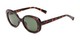 Angle of Fanning #16260 in Tortoise Frame with Green Lenses, Women's Round Sunglasses