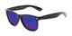 Angle of Garnet in Black Frame with Blue Mirrored Lenses, Women's and Men's Retro Square Sunglasses
