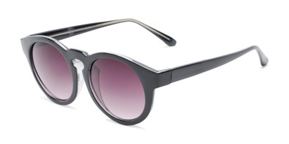 Angle of Dawes #32073 in Black Frame with Smoke Lenses, Women's Round Sunglasses