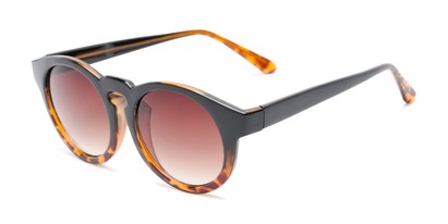 Angle of Dawes #32073 in Black/Tortoise Fade Frame with Amber Lenses, Women's Round Sunglasses