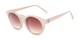 Angle of Dawes #32073 in Taupe/Brown Frame with Amber Lenses, Women's Round Sunglasses