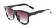 Angle of Gifford #541036 in Glossy Black/Grey Frame with Smoke Gradient Lenses, Women's and Men's Retro Square Sunglasses