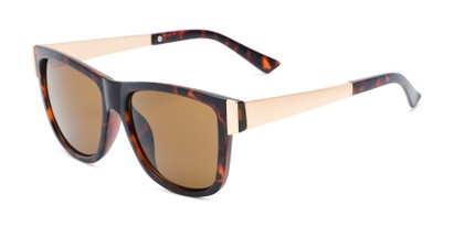 Angle of Gifford #541036 in Matte Tortoise/Gold Frame with Amber Lenses, Women's and Men's Retro Square Sunglasses