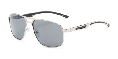 Angle of Gordie #8317 in Silver Frame with Grey Lenses, Men's Aviator Sunglasses