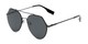 Angle of Gus #4001 in Black Frame with Grey Lenses, Women's and Men's Round Sunglasses